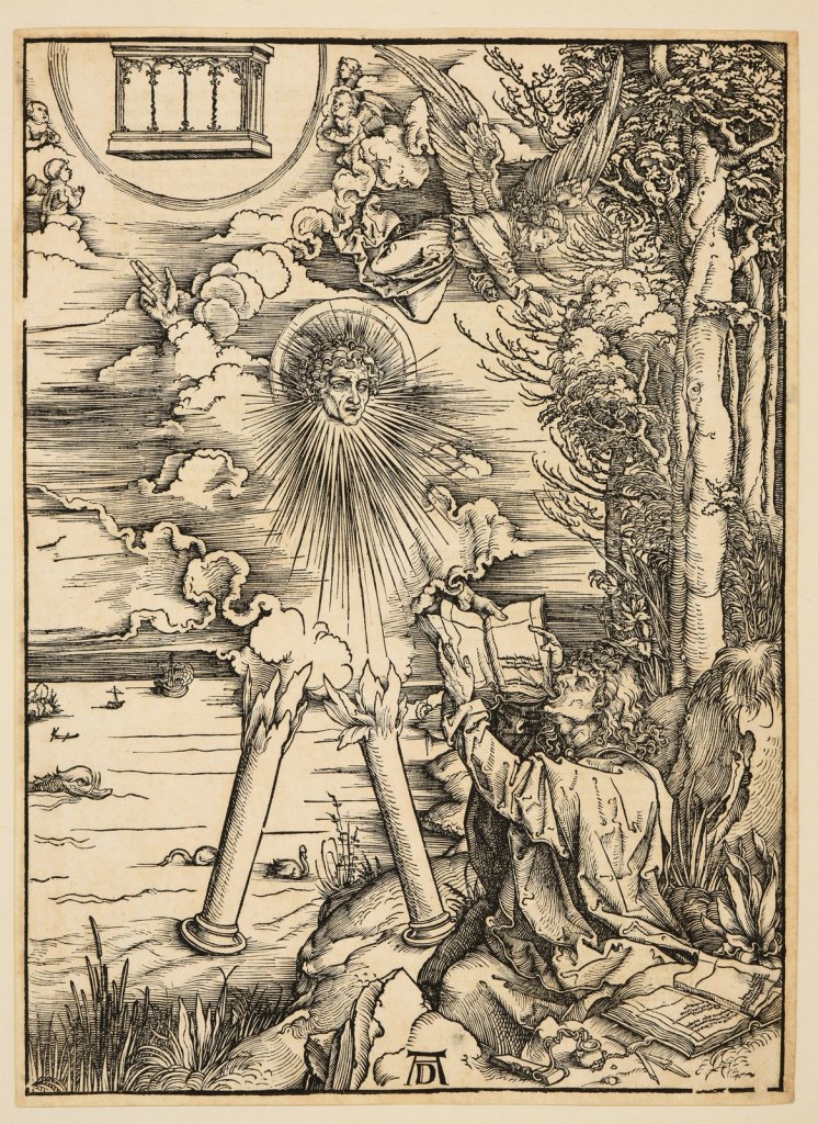 2- Albrecht Dürer, Apocalypse selon Saint-Jean, Saint-Jean dévorant le livre de vie, 1496-1498, Musée de Reims