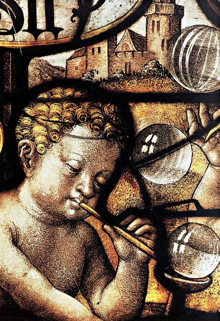 5 L’homme aux bulles, Vitrail, Cologne, 1530