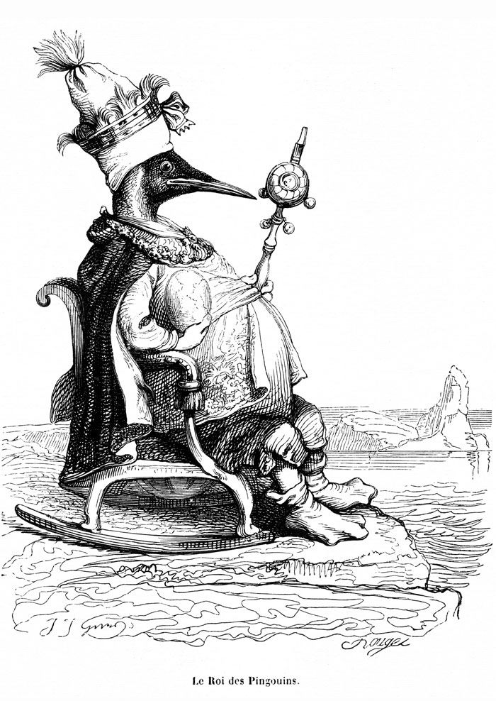 3 Granville (1803-1847), Scènes de la vie privée des animaux (1840-42), Le roi des pingouins