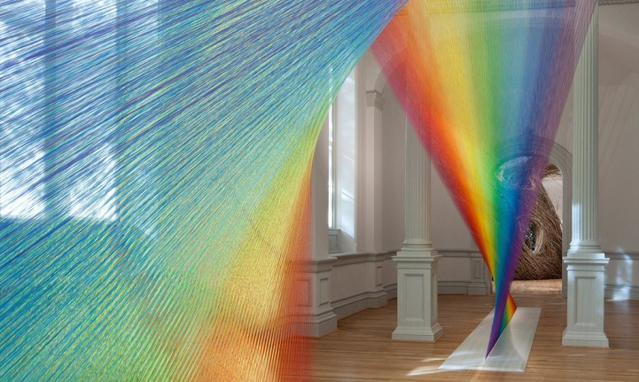 4-Gabriel Dawe, installation fils colorés, 2016, galerie Renwick du Smithsonian Art Museum de Washington, DR